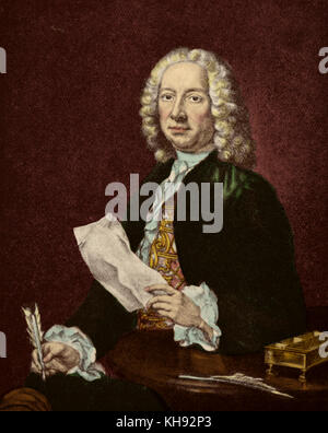 Francesco Geminiani - Portrait. Thema der ersten Violine Methode. Italienischer Violinist und Komponist. Schüler von Corelli. Vom 5. Dezember 1687 bis 17. September 1762.