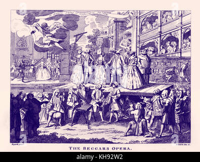 The Beggar's Opera - radierung von William Hogarth. Szene aus Ballade Oper von der englische Dichter und Dramatiker John Gay und die Musik des deutschen Komponisten, Johann Christoph Pepusch. John Gay: 30. Juni 1685 - vom 4. Dezember 1732. Johann Christoph Pepusch: 1667-1752. William Hogarth: 10 November 1697 - 26. Oktober 1764. Stockfoto