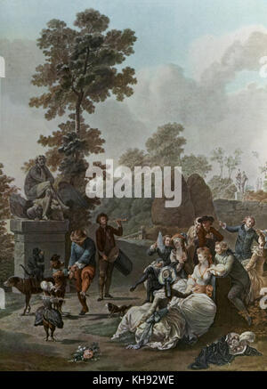 Le Tambourin (der Schlagzeuger), 1787 - nach der Gravur von Charles Melchior Descourtis, nachdem Nicolas Antoine Taunay (1755 - 1830). Stockfoto