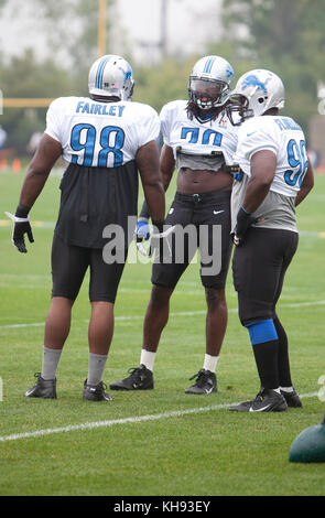 Allen PARK, MICHIGAN - 14. AUGUST: Die NFL Football Detroit Lions üben in ihrem Trainingslager in allen Park, Michigan. August 2012. © Joe Gall/MediaPunch Inc Stockfoto