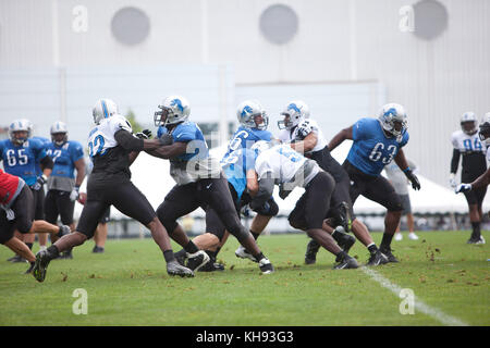 Allen PARK, MICHIGAN - 14. AUGUST: Die NFL Football Detroit Lions üben in ihrem Trainingslager in allen Park, Michigan. August 2012. © Joe Gall/MediaPunch Inc Stockfoto