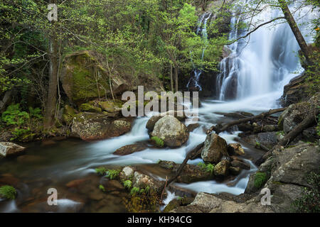 Las Nogaledas Wasserfälle, Jerte-Tal, Cáceres Provinz Extremadura, Spanien. Stockfoto