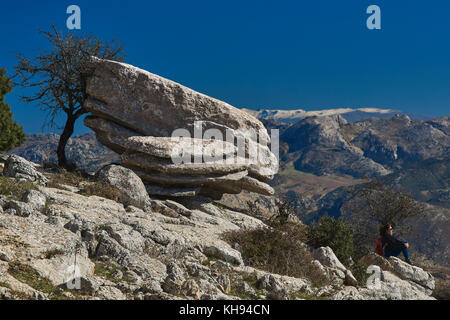 Torcal de Antequera, Erosion arbeiten an Jurassic Kalksteine, Provinz Malaga, UNESCO-Weltkulturerbe, Andalusien, Spanien. Stockfoto