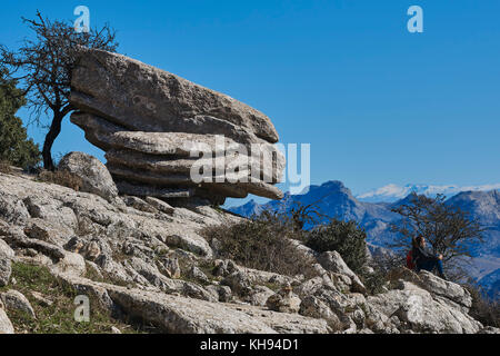 Torcal de Antequera, Erosion arbeiten an Jurassic Kalksteine, Provinz Malaga, UNESCO-Weltkulturerbe, Andalusien, Spanien. Stockfoto