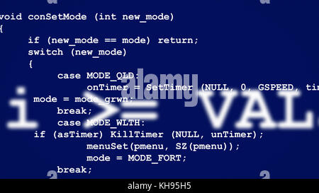 Zeilen Computercode in der Entfernung verschwinden Stockfoto