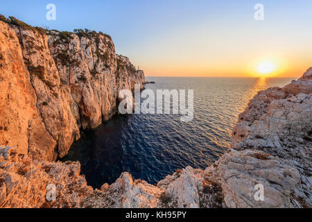 Sonnenuntergang in Kap doukato. Lefkada Insel, Griechenland Stockfoto