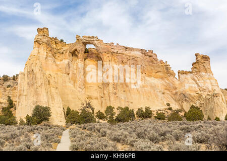 Grosvenor Arch Double Arch aus der cottonwood Canyon Road im Grand Staircase Escalante National Monument in der Nähe von Utah. Stockfoto