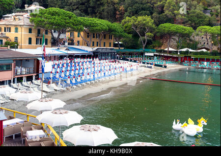 Italien. Ligurien. Golf von Tigullio, Italienische Riviera. Santa Margherita. Paraggi Strand Stockfoto