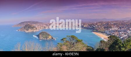Die Bucht La Concha aus gesehen Mount Igeldo. Donostia - San Sebastian. Baskenland. gipuzkoa. Spanien. Europa. Stockfoto