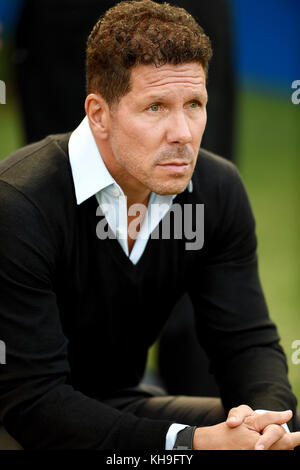 Atletico Madrid Coach Diego Simone beim Vorbereitungsspiel im AMEX Stadium Brighton. Stockfoto