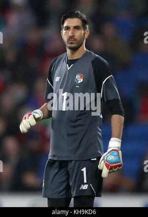Jaime Penedo aus Panama während des Internationalen Freundschaftsspiel im Cardiff City Stadium. DRÜCKEN SIE VERBANDSFOTO. Bilddatum: Dienstag, 14. November 2017 Stockfoto