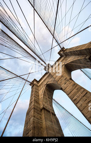 Brooklyn Bridge New York City close up architektonisches Detail Stockfoto