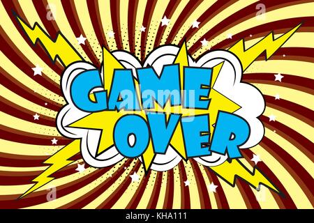 Spiel über komische Soundeffekte im Pop Art Stil. Burst beste grafische Wirkung mit Label und Text im Retro-stil. Vector Illustration Stock Vektor