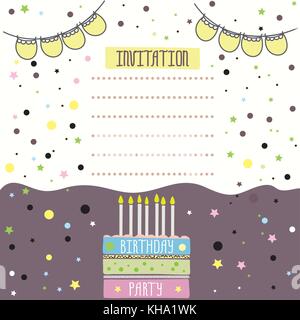 Herzlichen Glückwunsch zum Geburtstag Einladungskarte Design. Vector Illustration Stock Vektor