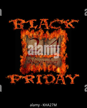 Abbildung: brennende Holz- Kalender mit schwarzer Freitag Tag 2017. Stockfoto