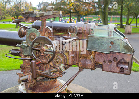 Die große Bohrung deck Gun aus dem deutschen U-Boot U 19 in der Schlacht von Jütland eingenommen und jetzt in Bezirk Park' Bangor County Down vor montiert Stockfoto