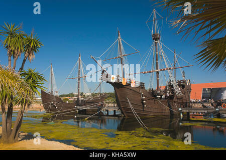 Die Wharf Der karavellen (der Pinta und der Santa Maria), Palos de la Frontera, Provinz Huelva, Andalusien, Spanien, Europa Stockfoto