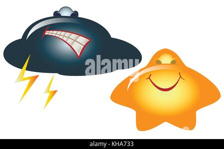 Emoji. Emoticons in Form von lustigen Cloud und Stern auf weißem Hintergrund. Eps 10 Vector Illustration Stock Vektor