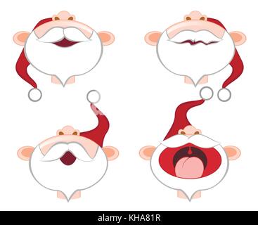 Satz Lustig Emoticons Weihnachtsmänner.eps 10 Vector Illustration Stock Vektor