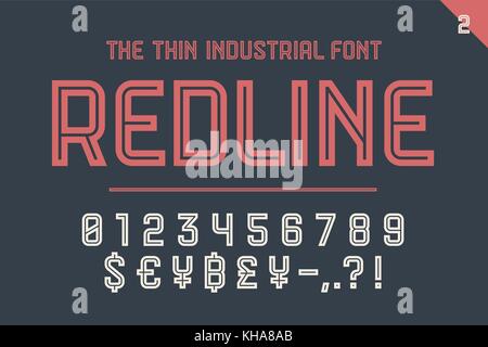 Numerische und Symbolschrift Rote Linie Stock Vektor