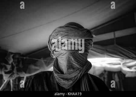 Portraitfotos der Tuareg Mann auch buchstabiertes twareg oder touareg in Mali, Afrika. Stockfoto