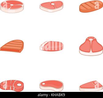 Steak Symbole, Cartoon Stil Stock Vektor