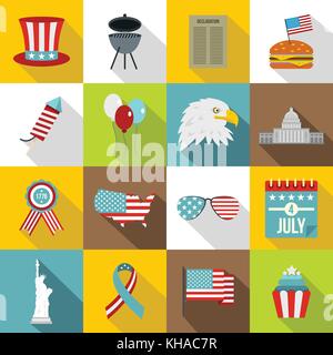 Tag der Unabhängigkeit flag Icons, flacher Stil Stock Vektor