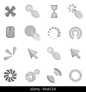 Click cursors icons set, monochrome style Stock Vektor