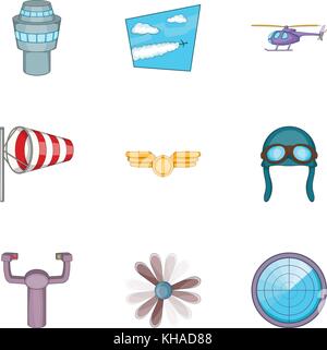 Flughafen Symbole, Cartoon Stil Stock Vektor