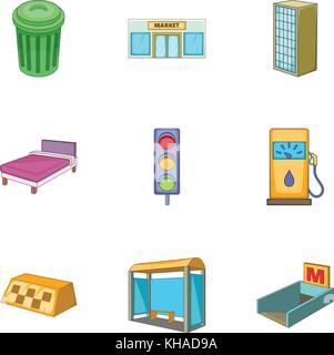 Urbane Elemente Symbole, Cartoon Stil Stock Vektor