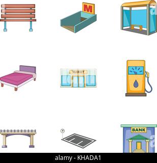 Stadt Elemente Symbole, Cartoon Stil Stock Vektor