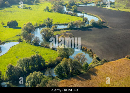 Lippe Mäander an der Stadtgrenze zwischen Werne und Bergkamen, Lippe Altarm, Lippe, Naturschutzgebiet, Lippeauen, Bergkamen Stockfoto