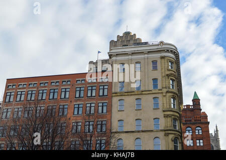 Die aldred Gebäude oder Bauwerk La prevoyance ist ein Art-Deco-Gebäude am historischen Place d'Armes in der Altstadt von Montreal Viertel von Montreal, que Stockfoto