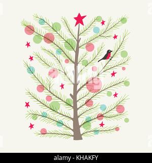 Weihnachtskarte mit geschmückten Weihnachtsbaum Stock Vektor
