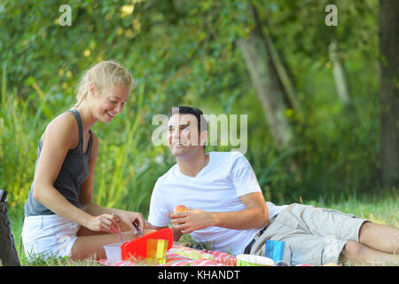 paar mit einem Picknick Stockfoto