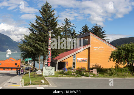 Haines, Alaska, USA - 29. Juli 2017: Das Sheldon jackson Museum in der Innenstadt von Haines, Alaska. Stockfoto