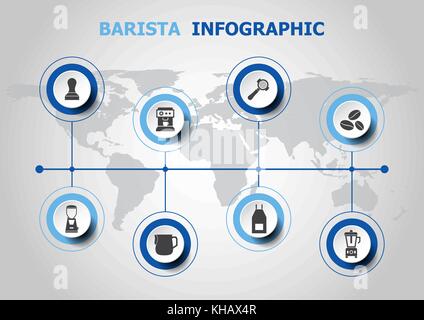 Infografik Design mit barista Icons, Vektor Stock Vektor