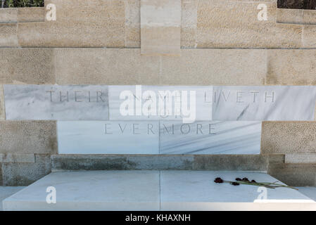 Denkmäler und Friedhöfe der australischen und britischen Streitkräfte an der Anzac Cove, in Gallipoli, Canakkale, Türkei. Stockfoto