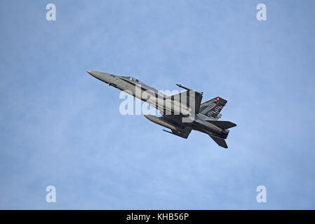 Swiss Air Force Mcdonnell Douglas F 18 C/A Hornet schnell Twin vierstrahligen Jet Fighter Aircraft. Auf 4 Woche Pilot Training. Stockfoto