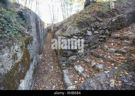 Bleibt der Linea Cadorna (Cadorna), Belvederala la Crocetta, Croce, über Menaggio, Comer See, Lago di Como, Provinz von Lecco Lombardei, Ital Stockfoto