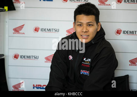 Valencia, Spanien. 15 Nov, 2017. #30 takaaki nakagami (Japanisch) LCR Honda idemitsu während des Tests der neuen Saison MOTOGP 2018. Circuit Ricardo Tormo Valencia, Spanien. Mittwoch, 15. November 2017. Credit: gtres información más comuniación auf Linie, s l/alamy leben Nachrichten Stockfoto