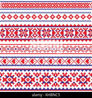 Sami Vektor nahtlose Muster, Lappland, traditionelle Volkskunst Stricken und Sticken design Stock Vektor