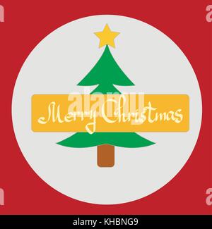 Baum mit den Worten frohe Weihnachten Stock Vektor