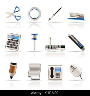 Realistische Business und Office icons-Vektor Icon Set Stock Vektor