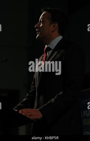 Ein Taoiseach Leo Varadkar beim Start eines nationalen Gesprächs über die Zukunft Europas in der Science Gallery in Dublin. Stockfoto