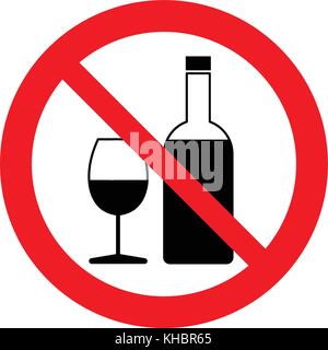 Kein Alkohol. Alkoholverbot Zeichen, Vektorgrafik. Stock Vektor