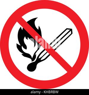 Keine offene Flamme. Kein Feuer, kein Zugriff mit offener Flamme, Verbotsschild, Vector Illustration. Stock Vektor