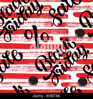 Verkauf, Prozent, schwarzer Freitag, text Muster - Hand gezeichnet Worte und Schriften, nahtlose Textur für Promo, kommerziellen und spezielle Angebote Design. Schwarz fr Stock Vektor