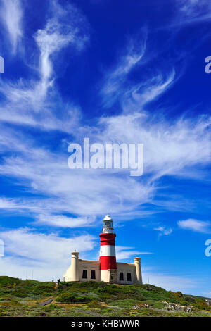 Leuchtturm, Cape Agulhas, agulhas National Park, Provinz Westkap, Südafrika Stockfoto