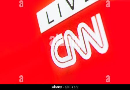 Chisinau, Moldawien - 17. Juni 2017. Foto des CNN-Logos auf einem fernsehbildschirm. Das Kabel-News-Netzwerk (CNN) ist ein einfaches amerikanisches Kabel- und Satellitenfernsehen Stockfoto